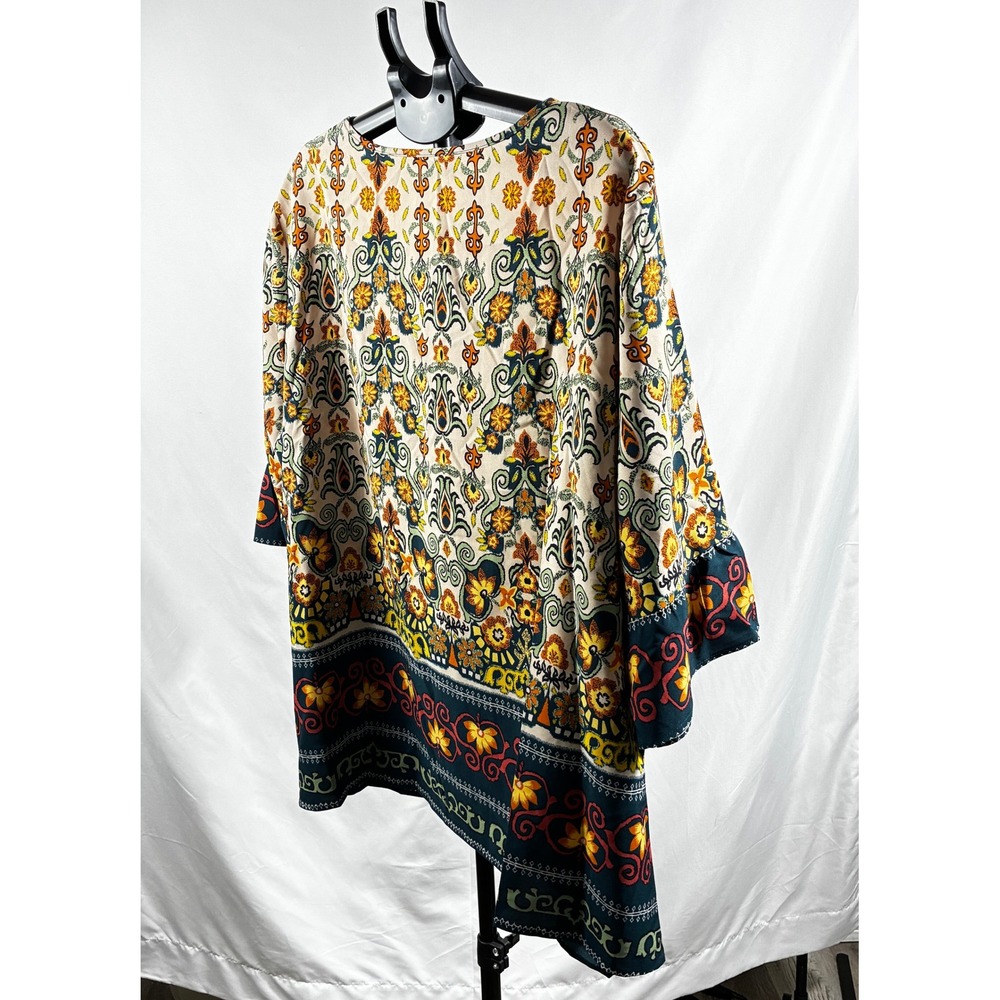Bloomchic Boho Paisley Floral Lace Up Tunic Top Plus Size 28 NWT Multicolor Folk - Picture 10 of 16